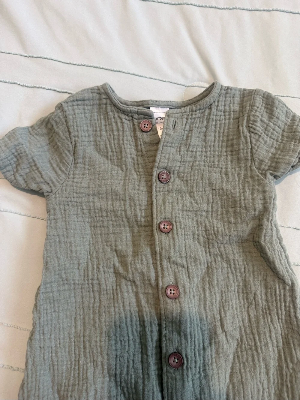 Baby Boy Carters Sage Green Romper & Hat Set 12m